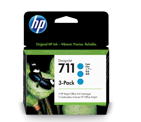 Picture of HP 711 3-pack 29-ml Cyan Ink Cartridge