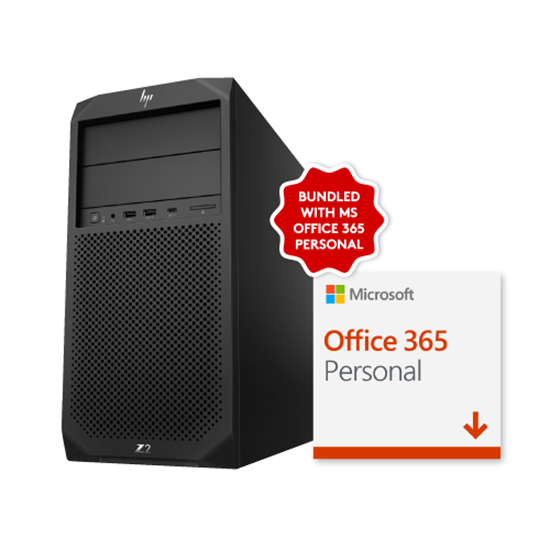 Picture of HP Z2 Workstation Tower PC with Office 365 Personal