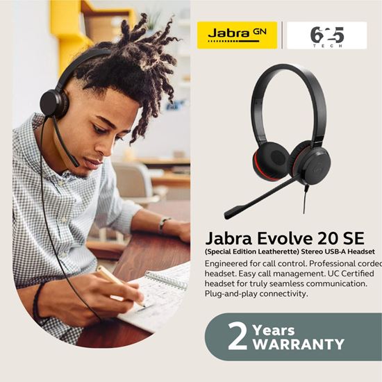 Picture of Jabra Evolve 20 SE UC (Special Edition Leatherette) Stereo USB-A Headset