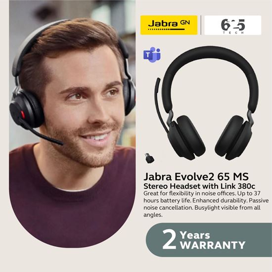 Picture of Jabra Evolve2 65 MS Stereo Headset With link 380c