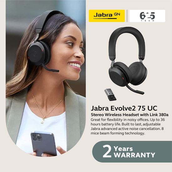 Picture of Jabra Evolve2 75 UC Wireless Headset with link 380a