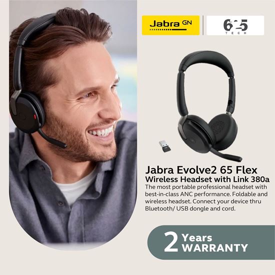 Picture of Jabra Evolve2 65 Flex Wireless Headset with link 380a