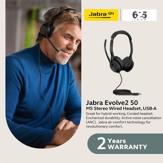 Picture of Jabra Evolve2 50 MS Stereo wired headset, USB-A