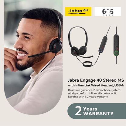 Picture of Jabra Engage 40 Stereo MS With Inline Link, Wired USB-A Headset