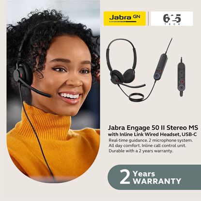 Picture of Jabra Engage 50 II Stereo MS With Inline Link, Wired USB-C Headset,